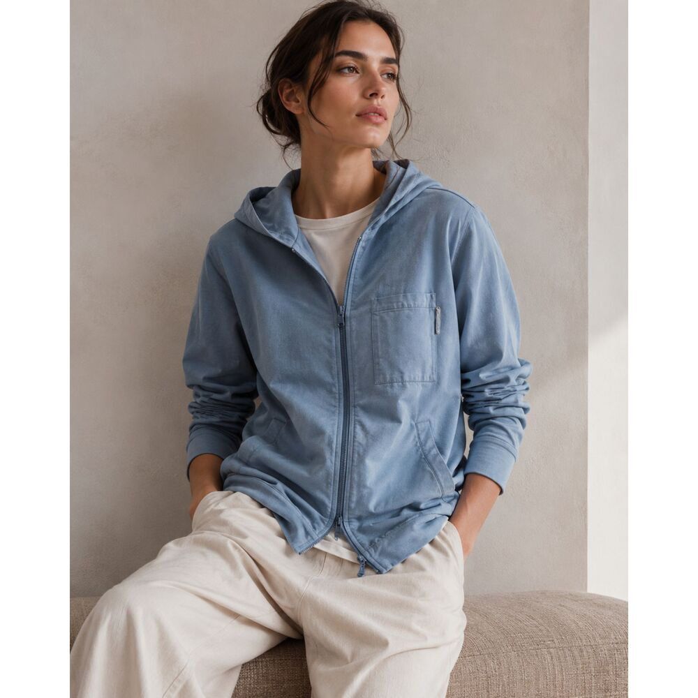 BRUNELLO CUCINELLI Blue Italy Full Zip Jacket Hoodie Top   Women's Size Medium